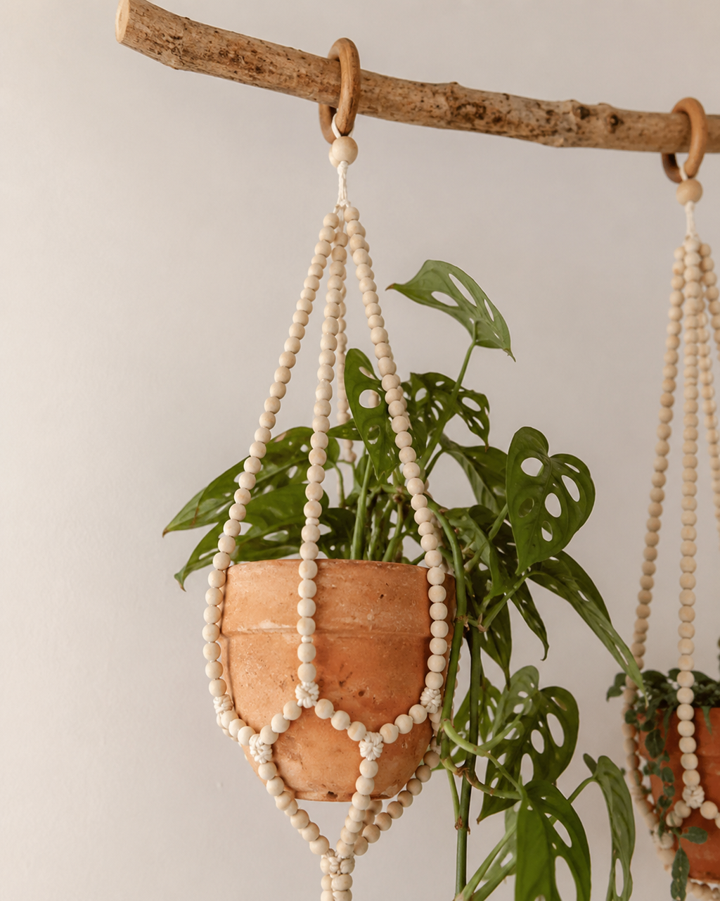 Wood Beaded Plant Hanger