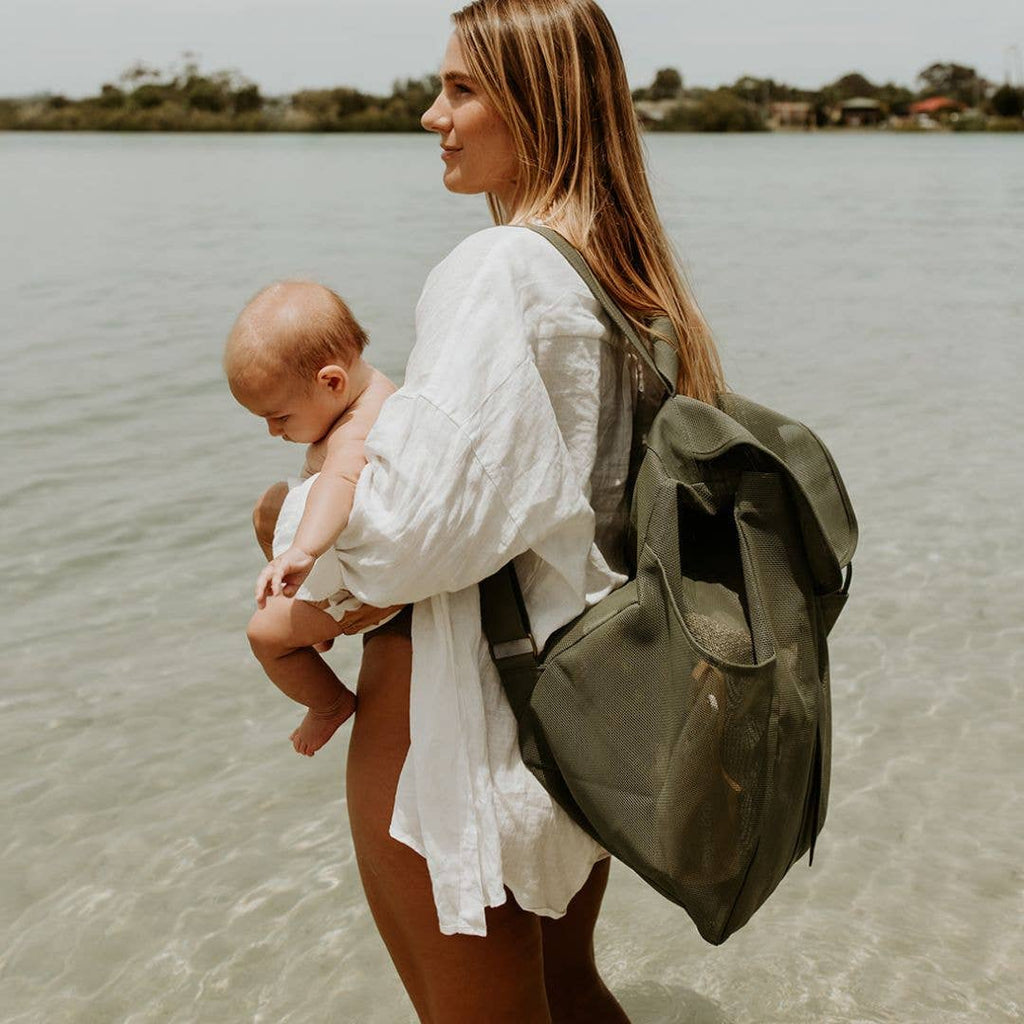 Beach Hauler Mesh Backpack - Pandanus - Sand & Loom