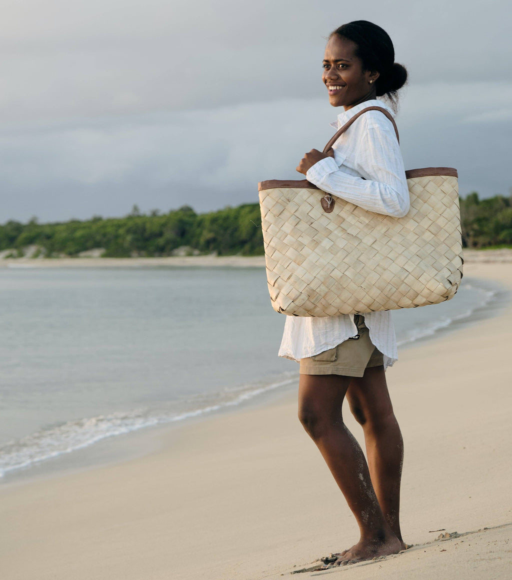 Handwoven Oversized Tote Bag - Natural - Sand & Loom