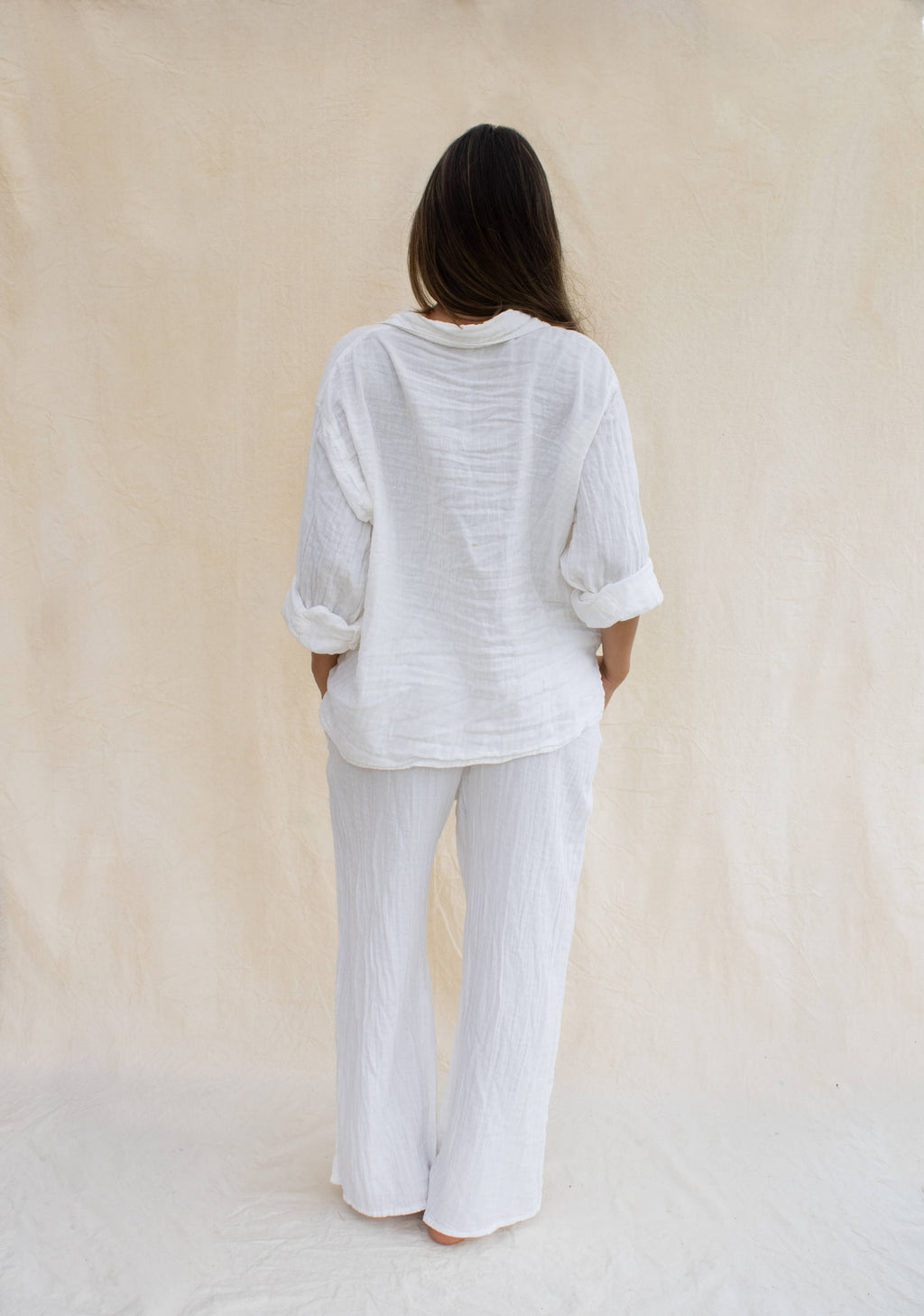 Organic Cotton Gauze Beach Shirt — White