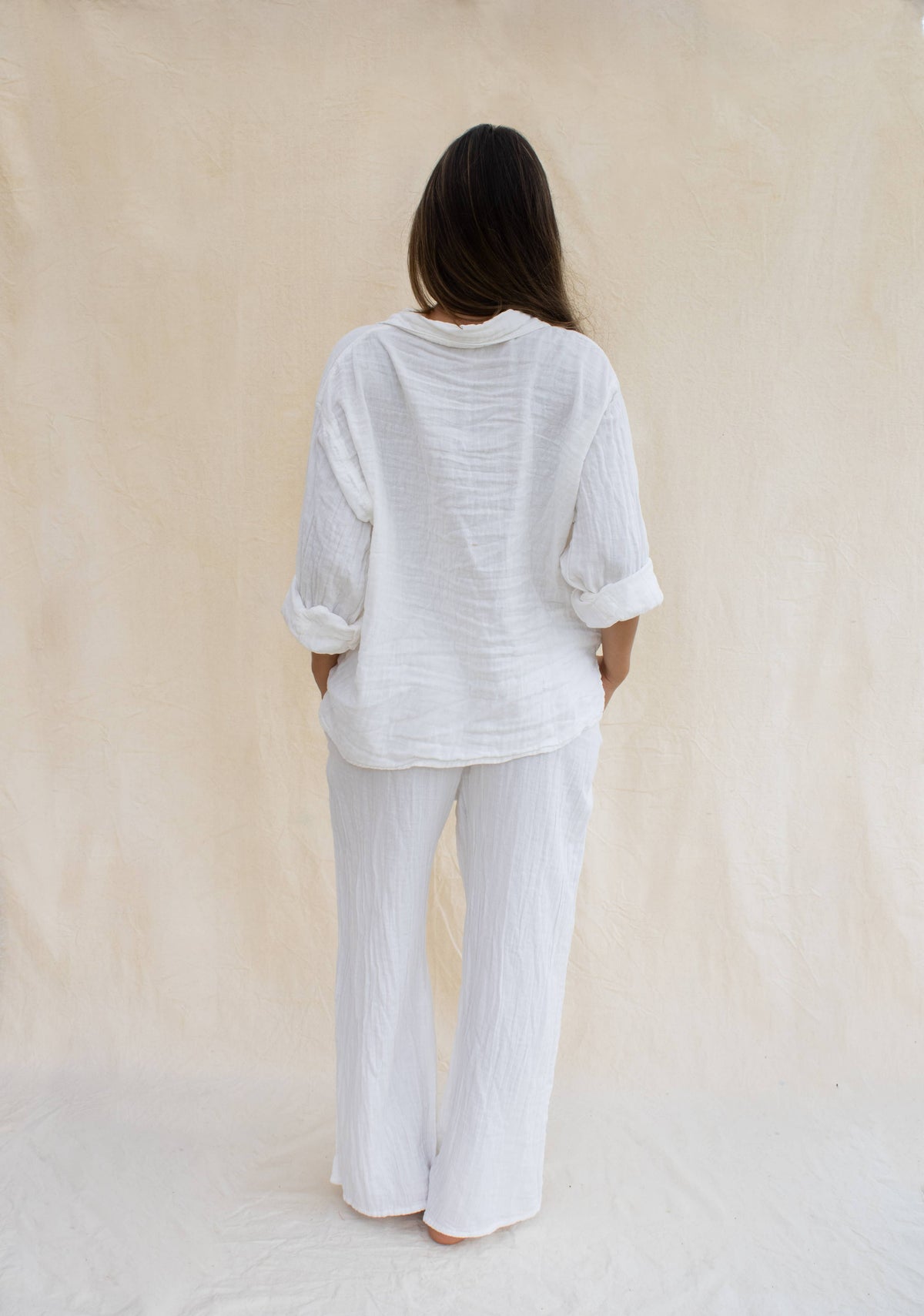 Organic Cotton Gauze Beach Shirt — White