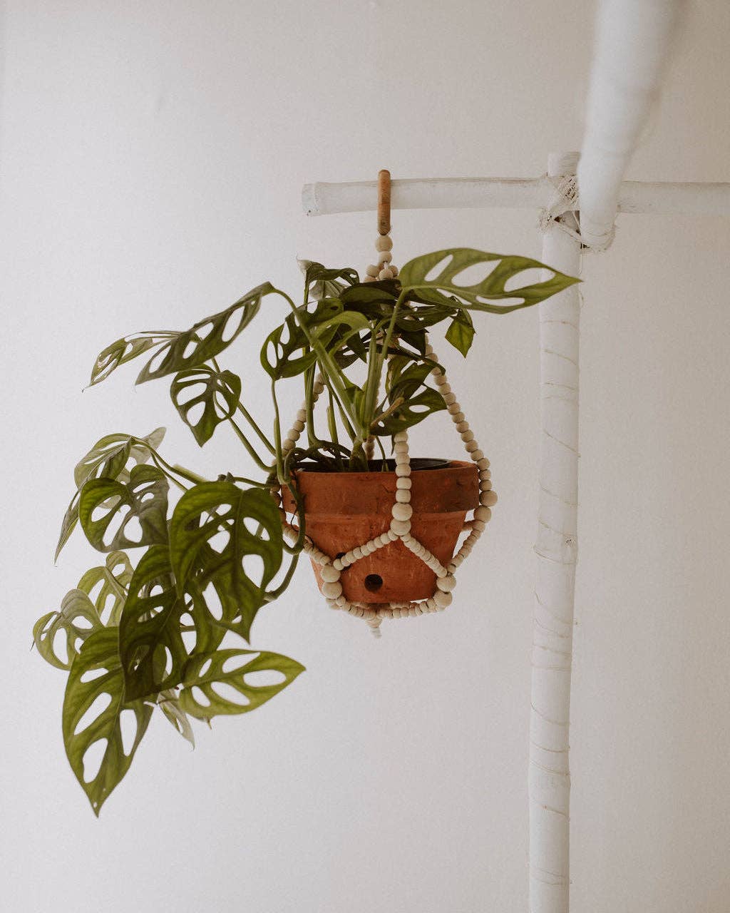Wood Beaded Plant Hanger