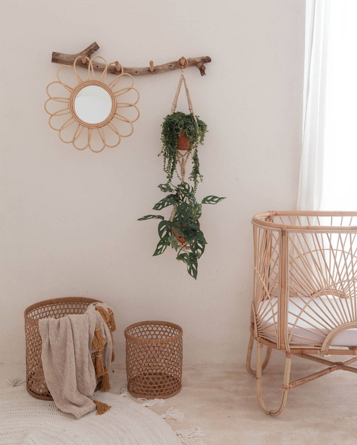 Wood Beaded Plant Hanger
