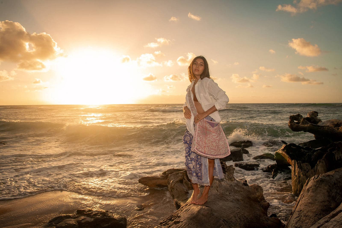 Organic Cotton Gauze Beach Shirt — White