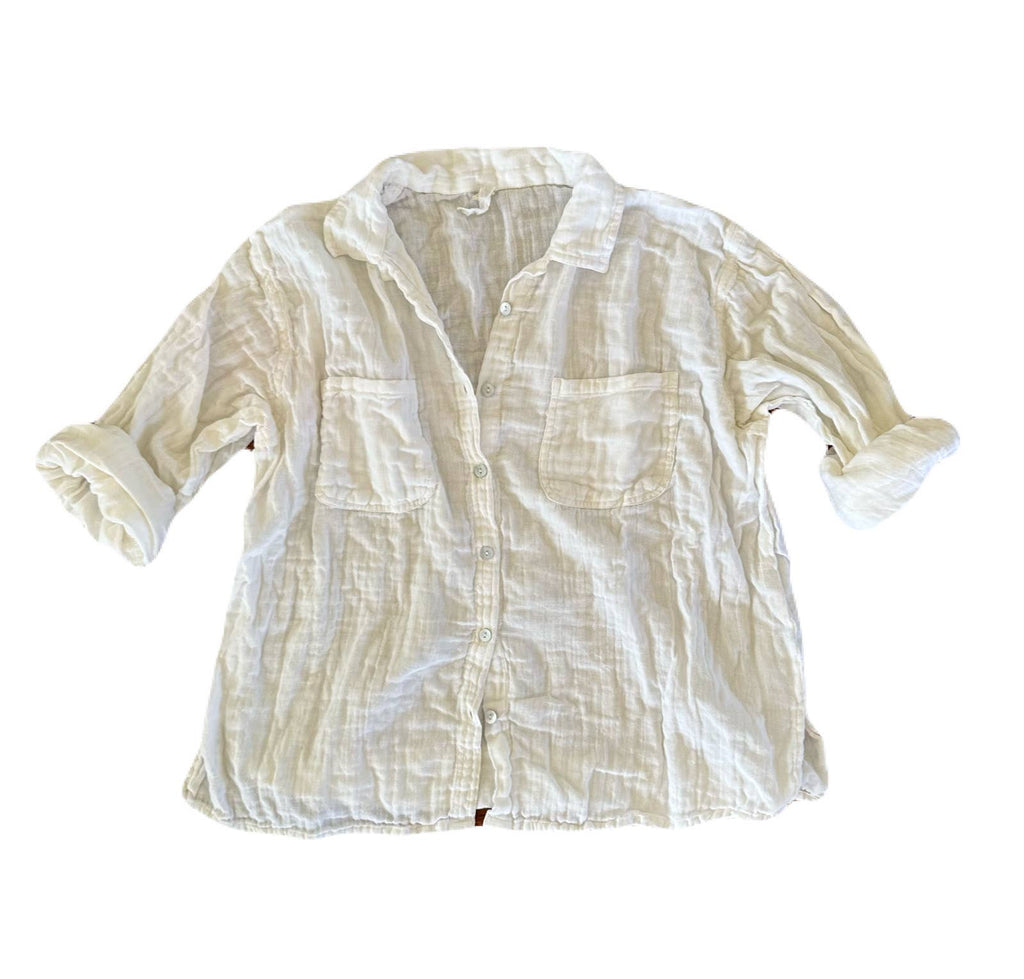 Organic Cotton Gauze Beach Shirt — White