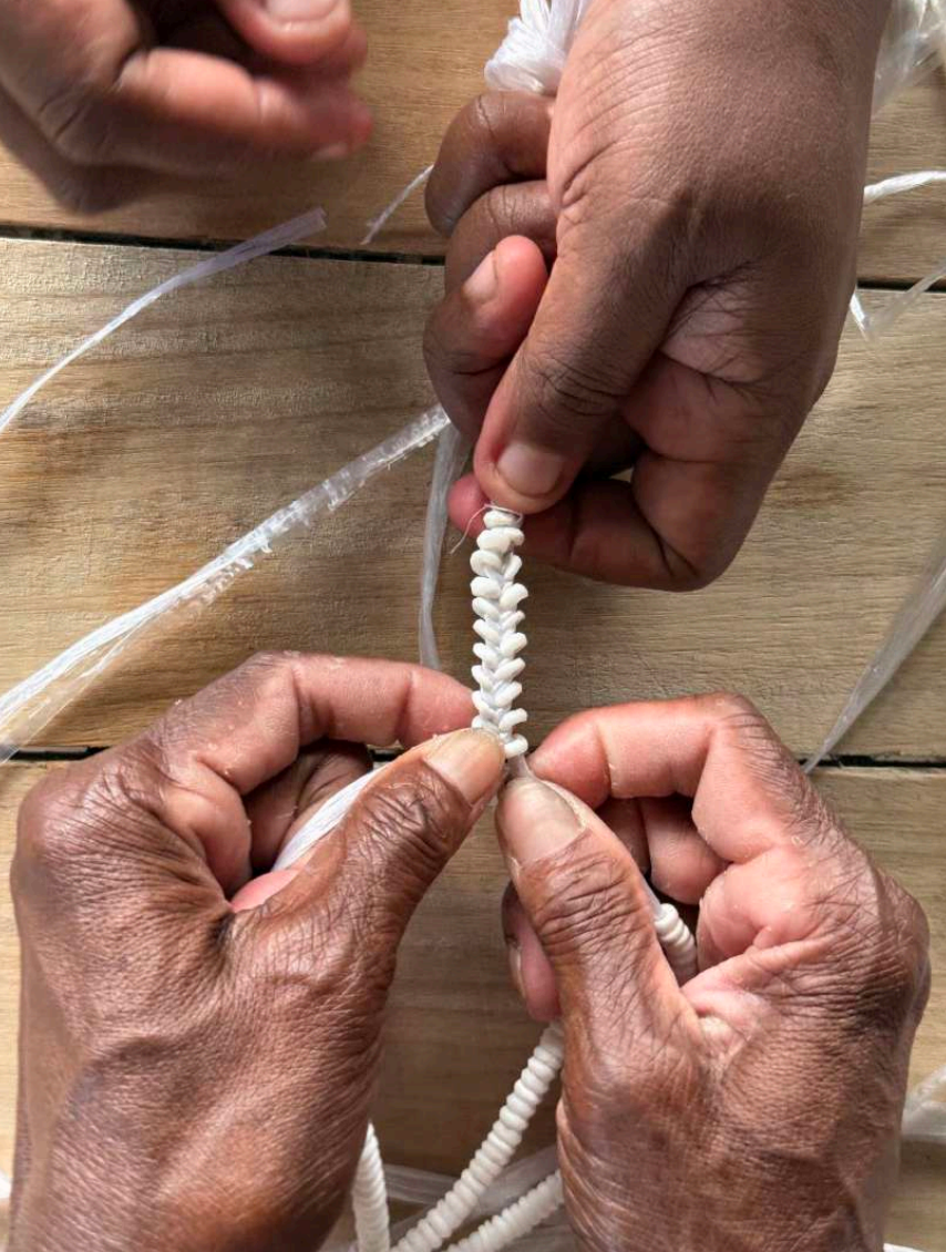 Solomon Islands Shell Money Earrings - White Herringbone - Sand & Loom