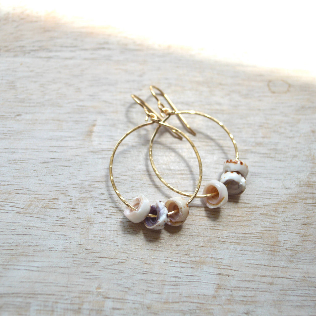 Triple Puka Shell Hoops