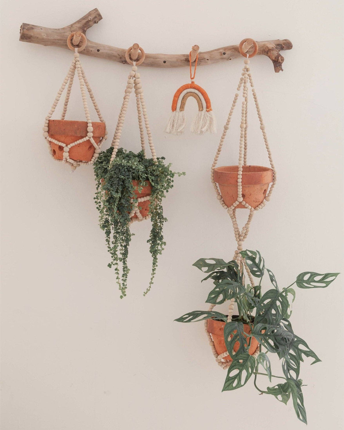 Wood Beaded Plant Hanger