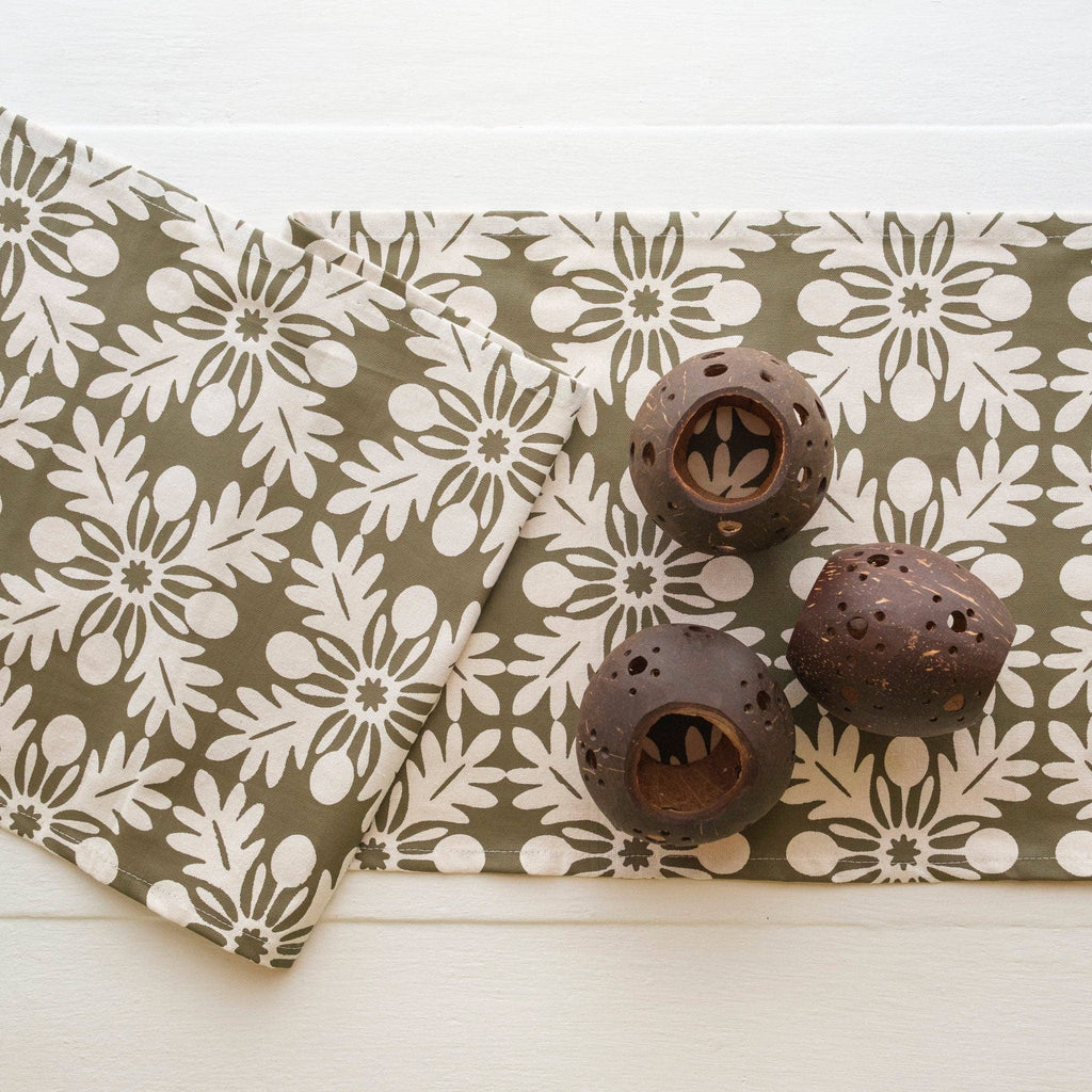 Canvas Holiday Table Runner, Balekana Print - Sand & Loom