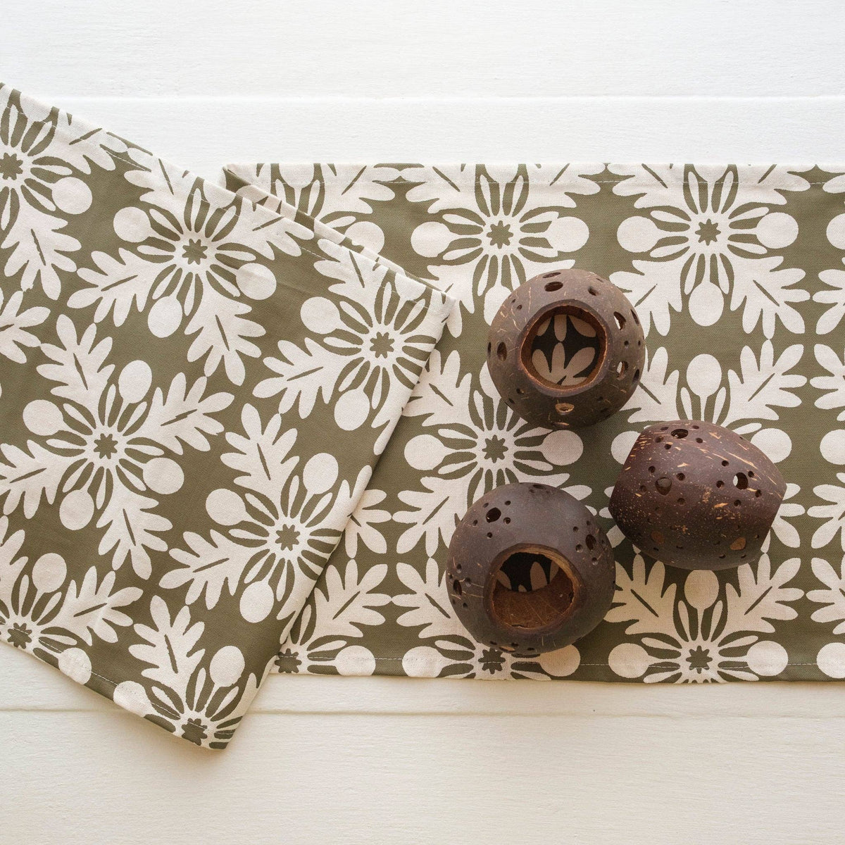 Canvas Holiday Table Runner, Balekana Print - Sand & Loom